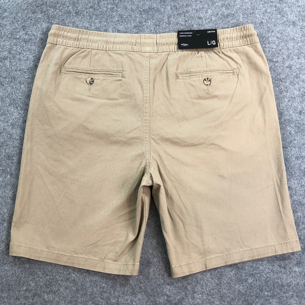 Silver Jeans Co Mens Bermuda Chino Shorts L Ashton Stretch Khaki NWT - Picture 2 of 13